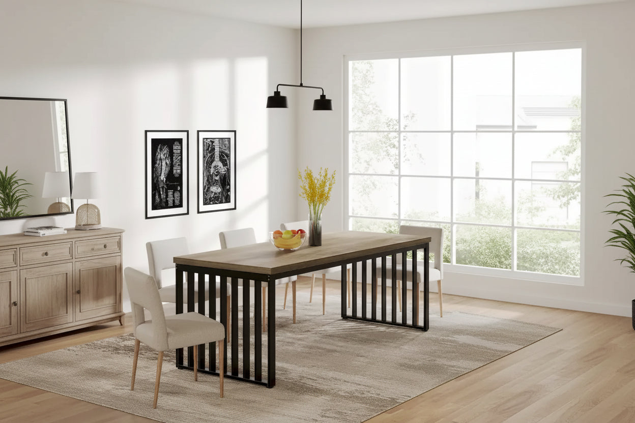 Table de cuisine et de salle à manger de 199,9 cm avec pieds en métal