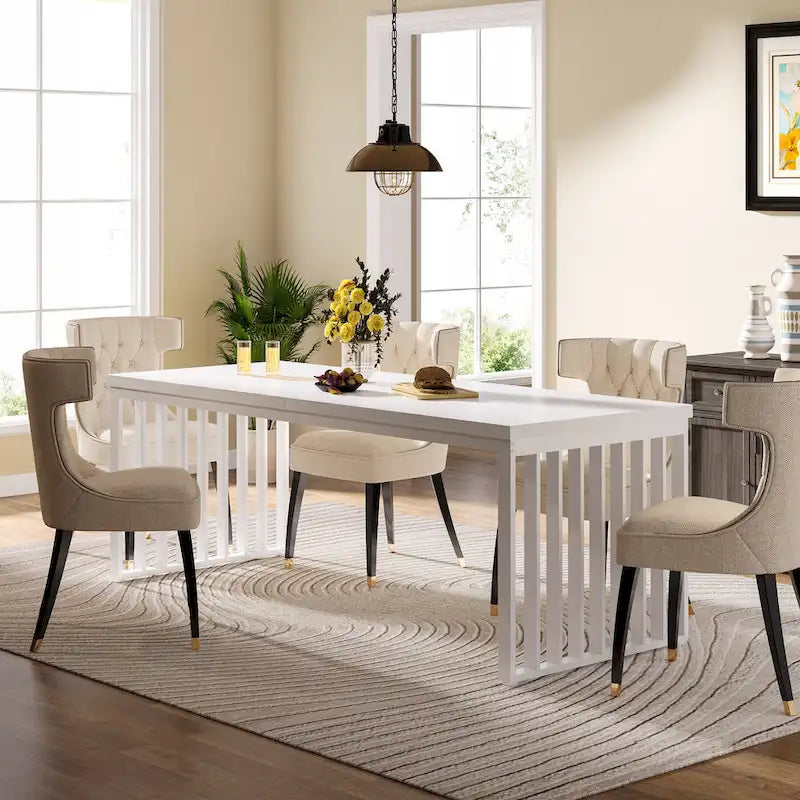 Table de cuisine et de salle à manger de 199,9 cm avec pieds en métal