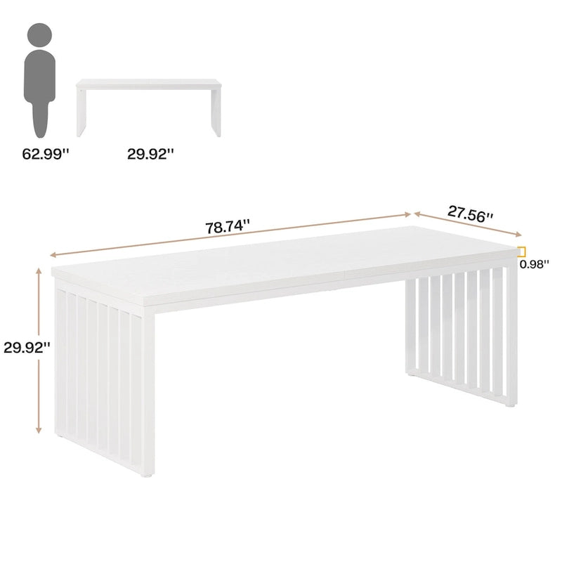 Table de cuisine et de salle à manger de 199,9 cm avec pieds en métal