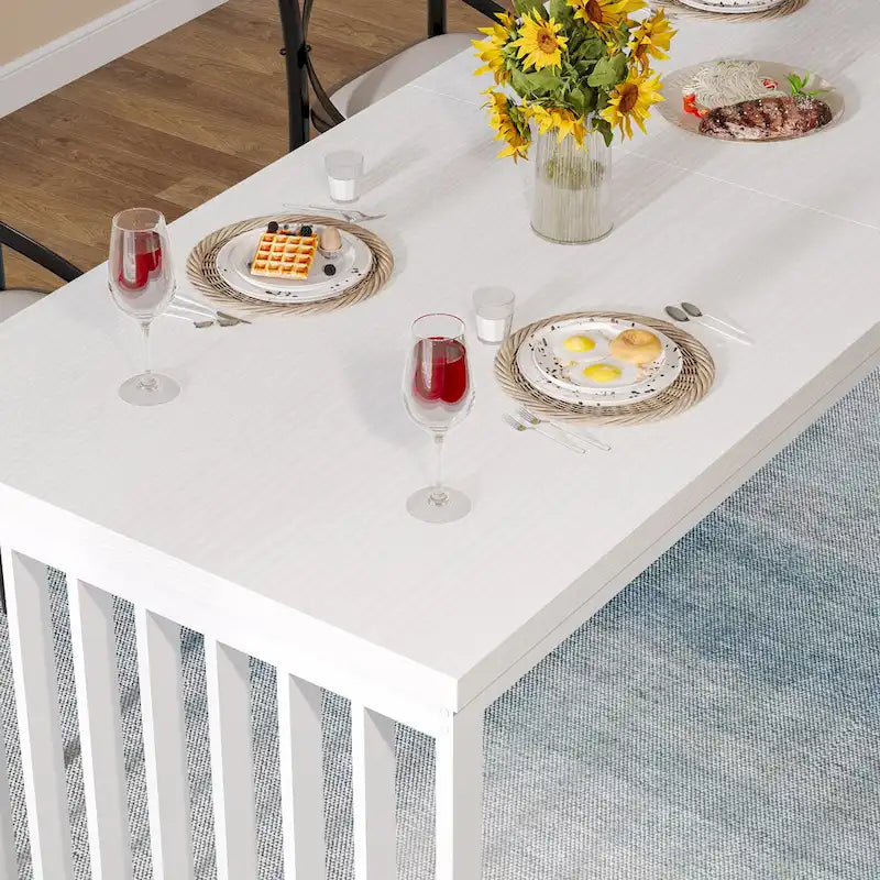 Table de cuisine et de salle à manger de 199,9 cm avec pieds en métal