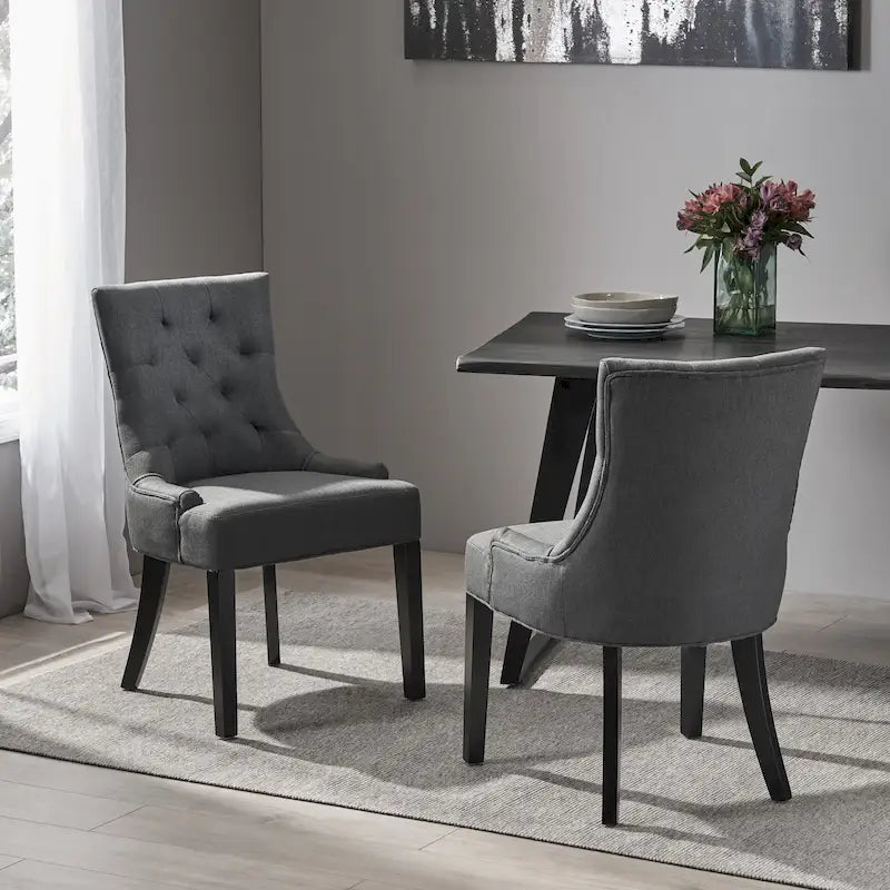 Lot de 2 chaises de salle à manger tapissées avec pieds fuselés