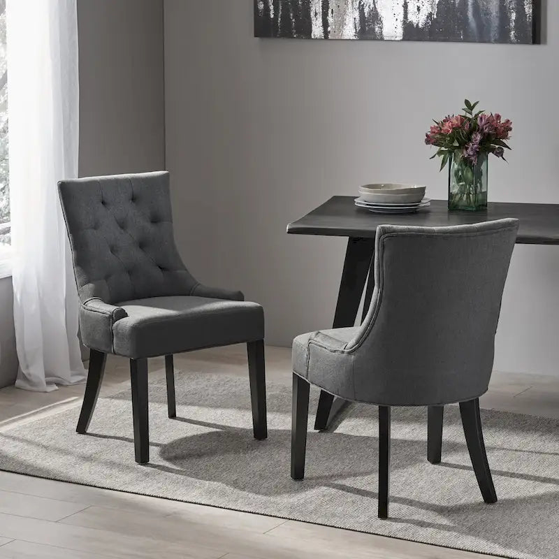 Lot de 2 chaises de salle à manger tapissées avec pieds fuselés