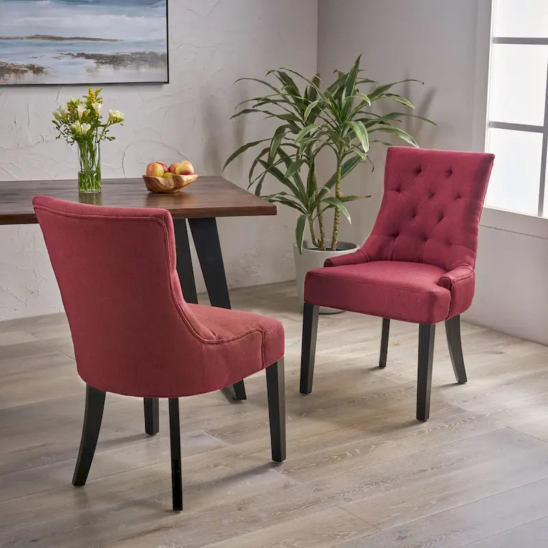 Lot de 2 chaises de salle à manger tapissées avec pieds fuselés