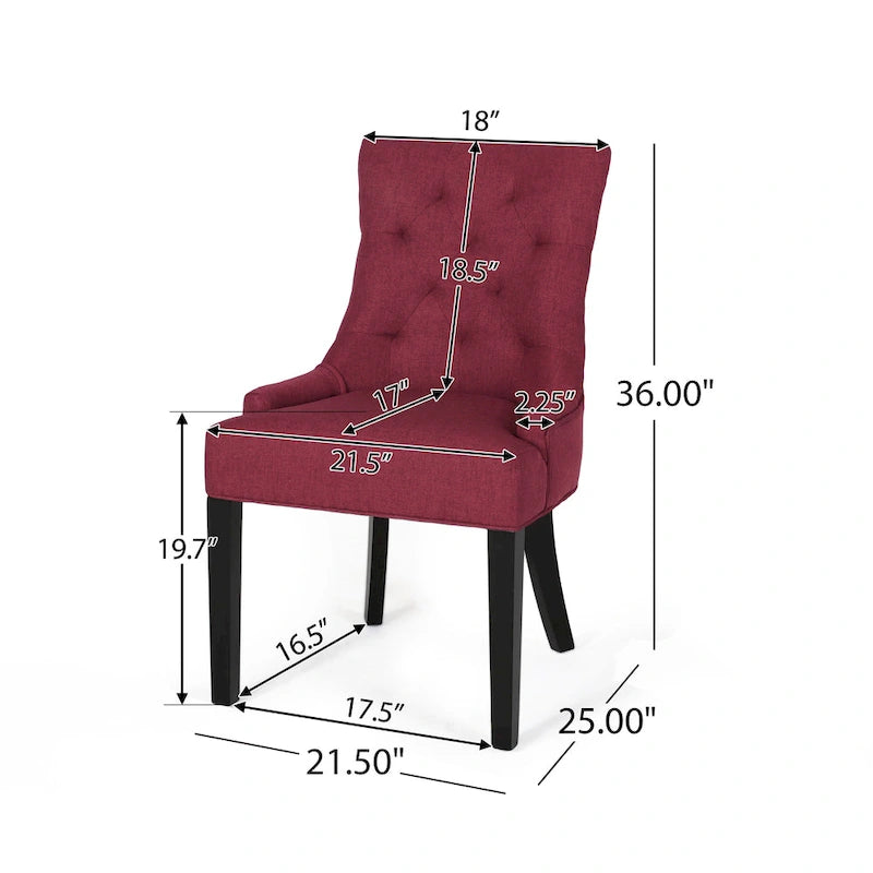 Lot de 2 chaises de salle à manger tapissées avec pieds fuselés