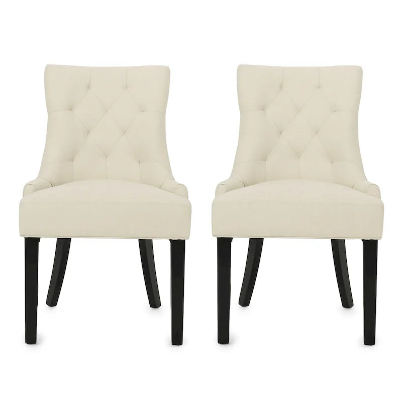 Lot de 2 chaises de salle à manger tapissées avec pieds fuselés