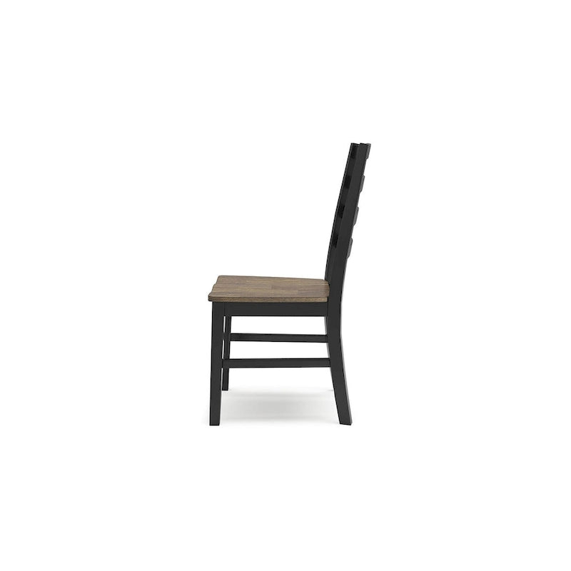Chaise de salle à manger style ferme moderne, bicolore marron/noir