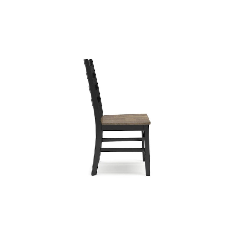 Chaise de salle à manger style ferme moderne, bicolore marron/noir