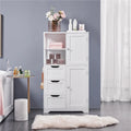 Meuble de rangement de salle de bain avec compartiments ouverts, blanc