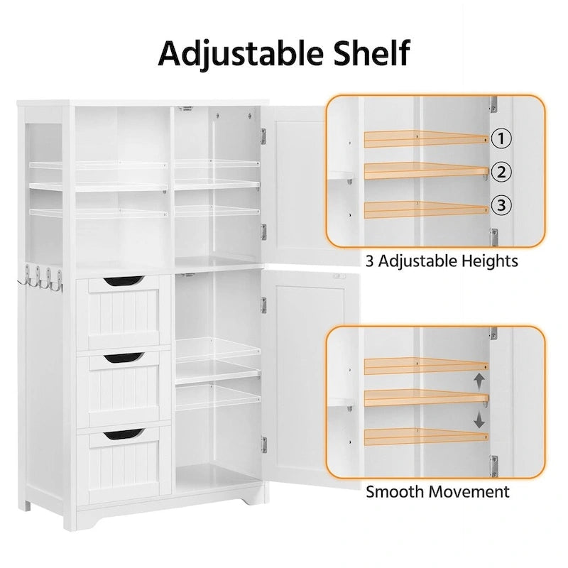 Meuble de rangement de salle de bain avec compartiments ouverts, blanc
