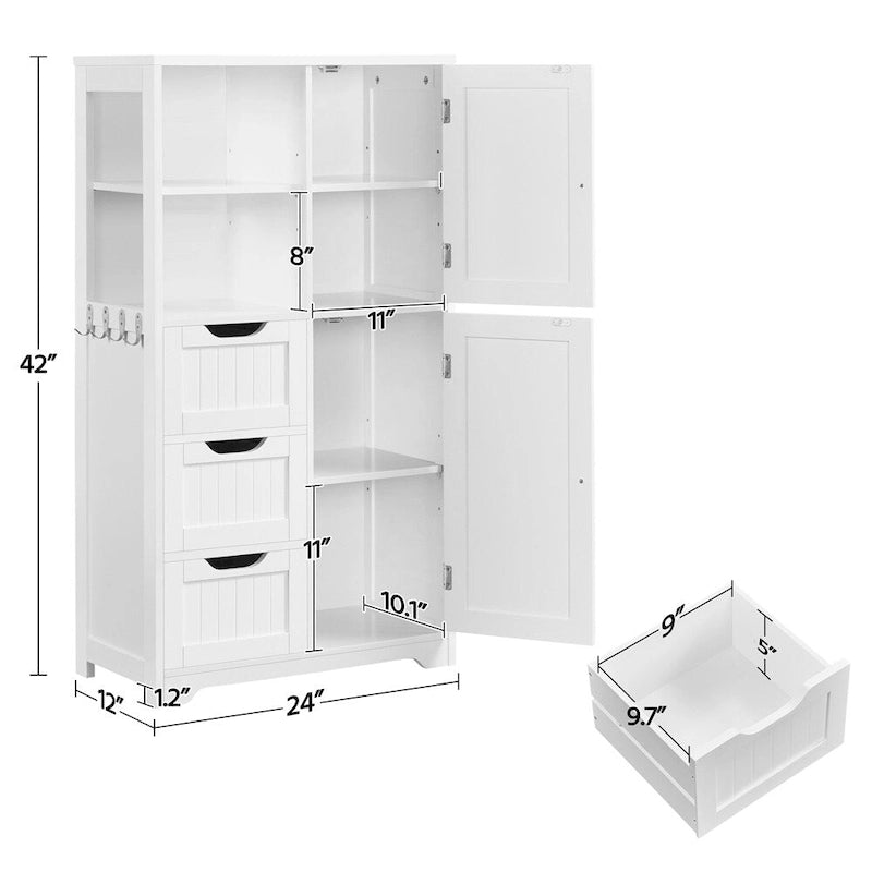 Meuble de rangement de salle de bain avec compartiments ouverts, blanc