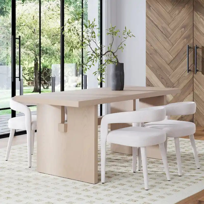 Table à manger moderne pour 6 personnes, rectangulaire avec pieds en bois massif