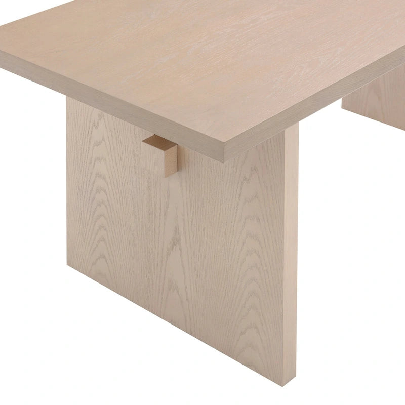 Table à manger moderne pour 6 personnes, rectangulaire avec pieds en bois massif