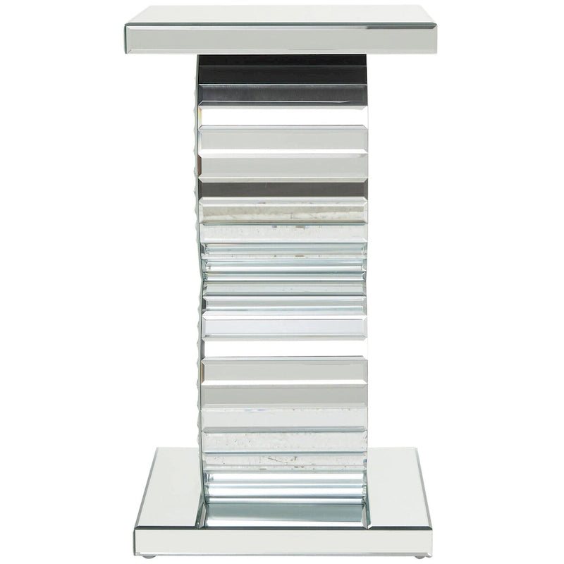 Table d'appoint en verre avec miroir et embellissements en cristal