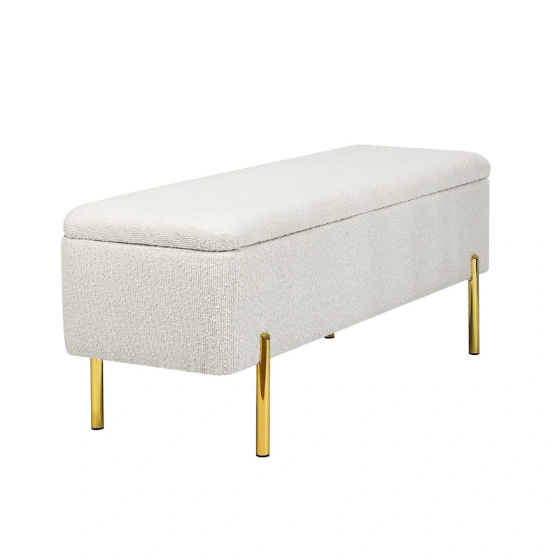Banc de rangement ottoman de 119 cm, banc de bout de lit rembourré