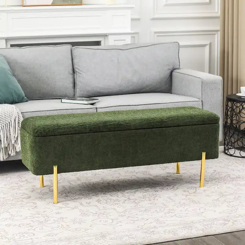 Banc de rangement ottoman de 119 cm, banc de bout de lit rembourré