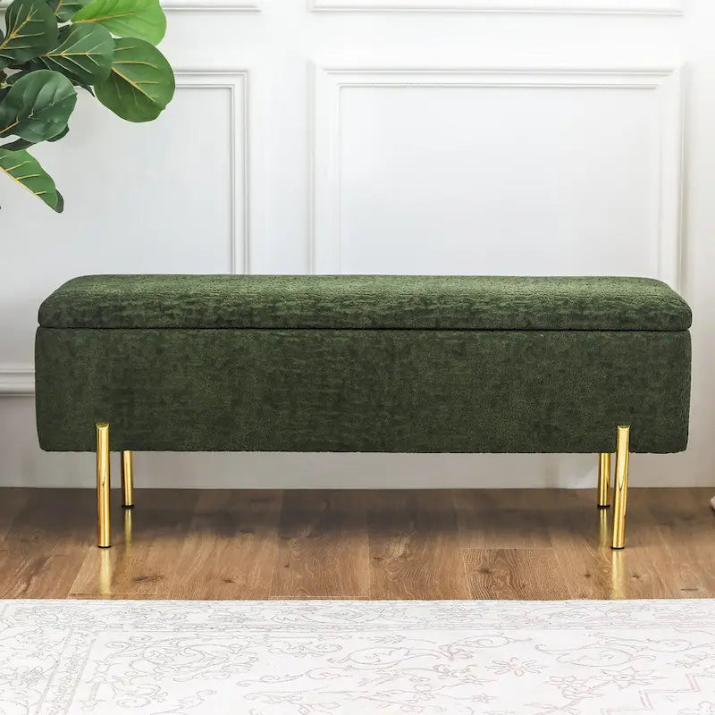 Banc de rangement ottoman de 119 cm, banc de bout de lit rembourré
