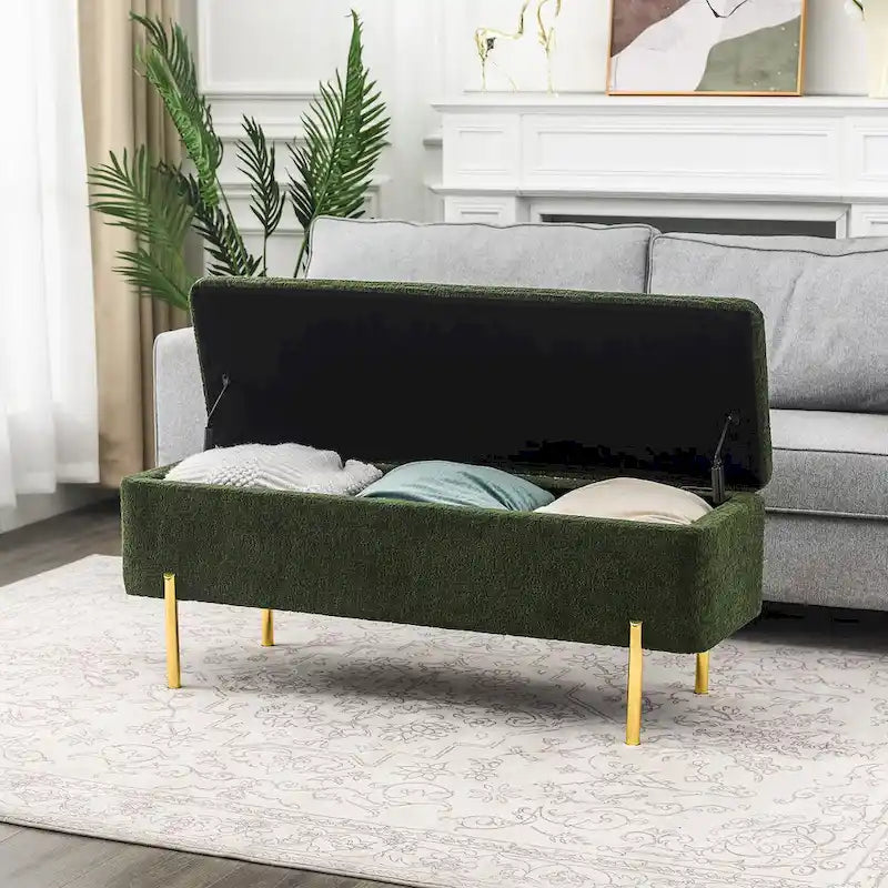 Banc de rangement ottoman de 119 cm, banc de bout de lit rembourré