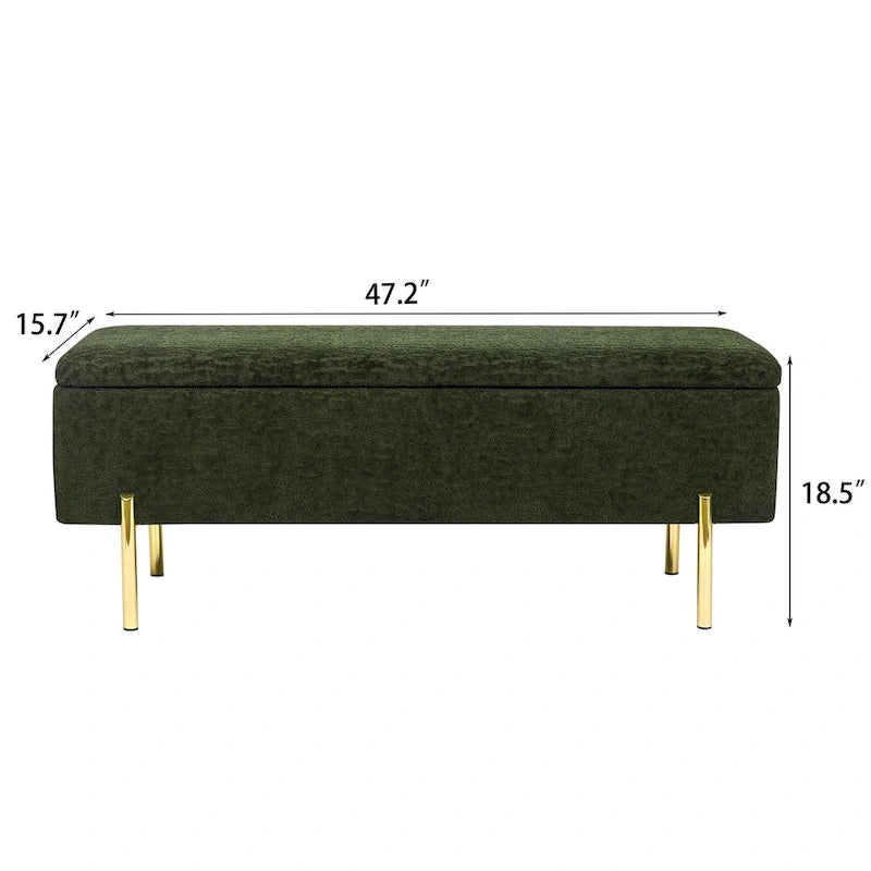 Banc de rangement ottoman de 119 cm, banc de bout de lit rembourré